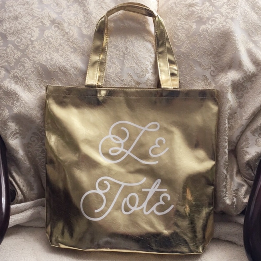 NEW! “Le Tote” metallic gold tote
